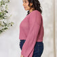 Culture Code Full Size Waffle-Knit Round Neck Long Sleeve Blouse