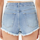 LOVE TREE Raw Hem Cat's Whisker Denim Shorts