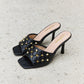 Forever Link Square Toe Quilted Mule Heels in Black