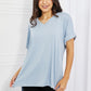 Zenana Simply Comfy Full Size V-Neck Loose Fit Shirt in Blue