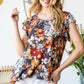 Heimish Full Size Ruffled Floral Round Neck Cap Sleeve Blouse