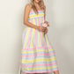 VERY J Striped Woven Smocked Midi Cami Dress