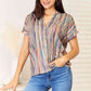 Double Take Multicolored Stripe Notched Neck Top