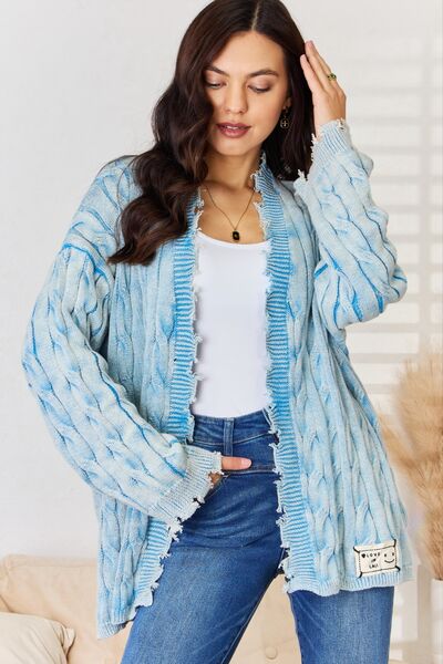POL Cable-Knit Open Front Sweater Cardigan
