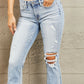 BAYEAS Mid Rise Distressed Flare Jeans