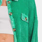 Zenana Waffle-Knit Button Up Dropped Shoulder Jacket
