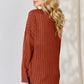 Basic Bae Full Size Ribbed Half Button Long Sleeve High-Low T-Shirt