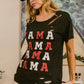 BiBi MAMA Graphic Distressed Short Sleeve T-Shirt