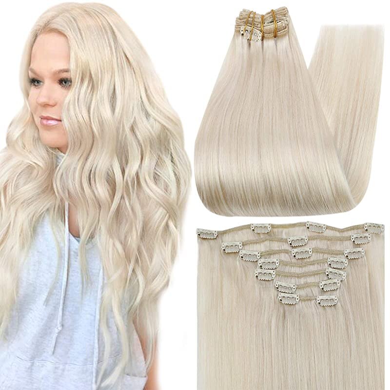 Clip In Human Hair Extensions Balayage Ombre Blonde Black Hairpins 7pcs 120g Double Weft 100% Machine Remy