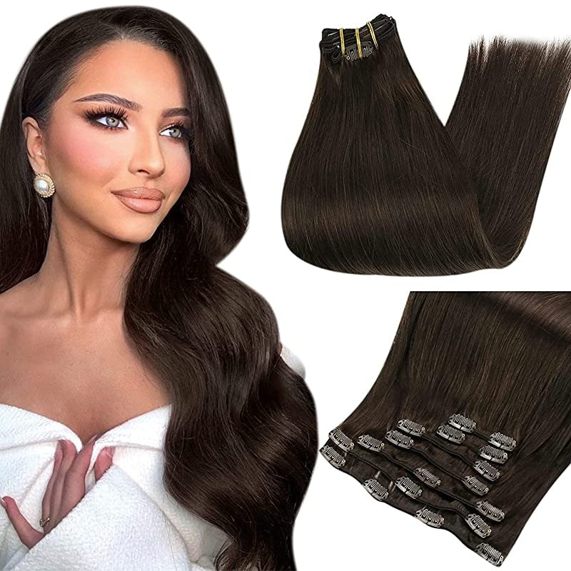 Clip In Human Hair Extensions Balayage Ombre Blonde Black Hairpins 7pcs 120g Double Weft 100% Machine Remy