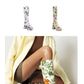 Colorful Floral Ultra-High Thick Heel Women's Knee-Length Boot Square-Toe Waterproof Platform Shoes