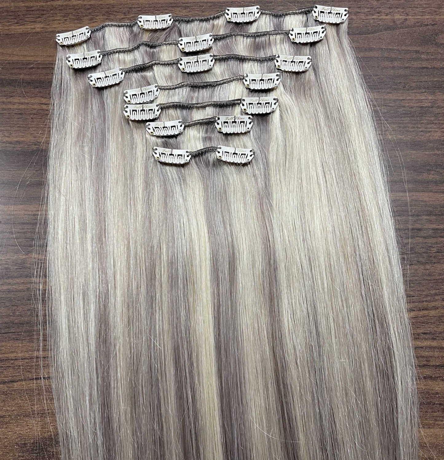 Clip In Human Hair Extensions Balayage Ombre Blonde Black Hairpins 7pcs 120g Double Weft 100% Machine Remy