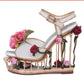 Peep Toe Rose Platform Caged Wedge Heels