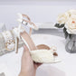 Pearls Studded Luxury Peep Toe Heels