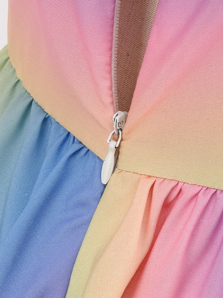 Sweetheart Neck Multicolor Print Cap Sleeve Pleated Long Dress
