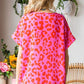 First Love Leopard V-Neck Short Sleeve Woven Top