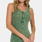 Zenana Washed Ribbed Half Snap Henry Tank