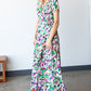 First Love Slit Printed Surplice Tie Waist Short Sleeve Dress
