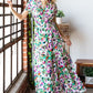 First Love Slit Printed Surplice Tie Waist Short Sleeve Dress