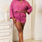Double Take Buttoned Long Sleeve Top and Shorts Set