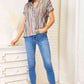 Double Take Multicolored Stripe Notched Neck Top