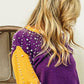 BiBi Color Block Pearl Detail Round Neck Sweater