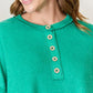 Zenana Full Size Ribbed Half Button Slit Knit Top