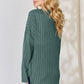 Basic Bae Full Size Ribbed Half Button Long Sleeve High-Low T-Shirt