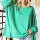 First Love Exposed Seam Round Neck Dropped Shoulder Blouse