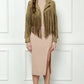 Veveret Suede Fringe Long Sleeve Moto Jacket