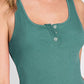 Ninexis Front Button Ribbed Round Neck Tank