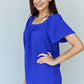 Ninexis Keep Me Close Square Neck Short Sleeve Blouse in Royal