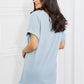 Zenana Simply Comfy Full Size V-Neck Loose Fit Shirt in Blue