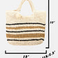 Fame Striped Straw Braided Tote Bag