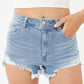 LOVE TREE Raw Hem Cat's Whisker Denim Shorts