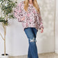 Heimish Full Size Floral V-Neck Balloon Sleeve Blouse