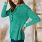 Zenana Washed Half Button Exposed Seam Waffle Top