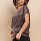 Ces Femme Fringe Detail Round Neck Short Sleeve Top