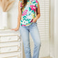 Double Take Floral Print Ruffle Shoulder Blouse