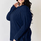 Basic Bae Full Size Ribbed Half Button Long Sleeve High-Low T-Shirt