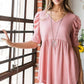 Heimish Full Size Waffle Knit V-Neck Babydoll Top