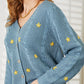 HEYSON Full Size Floral Embroidered Cable Cardigan
