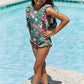Marina West Swim Bring Me Flowers V-Neck One Piece Swimsuit In Sage