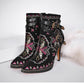 Leather Embroidery Ankle Boots