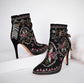 Leather Embroidery Ankle Boots