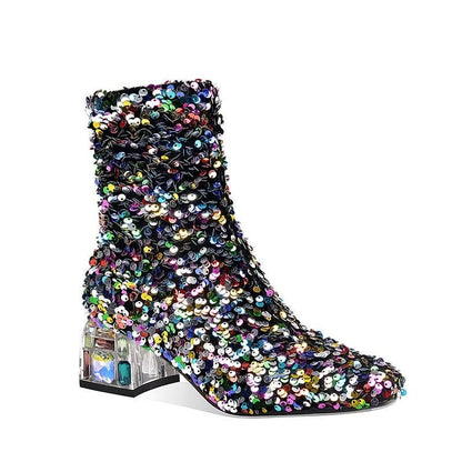 Bling Crystal Heel Ankle Boots