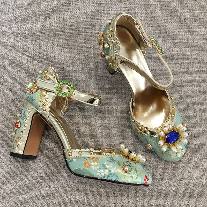 Embroidered heels hotsell